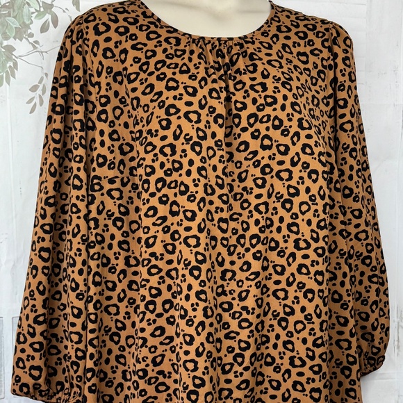 Ava & Viv Womens Brown Animal Print Tunic Tiered Casual Dress Plus Sz. 3X NEW - Picture 3 of 13